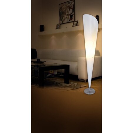 Dekoracyjna lampa stojąca Tulip 210623 podłogowa do salonu stożek biały