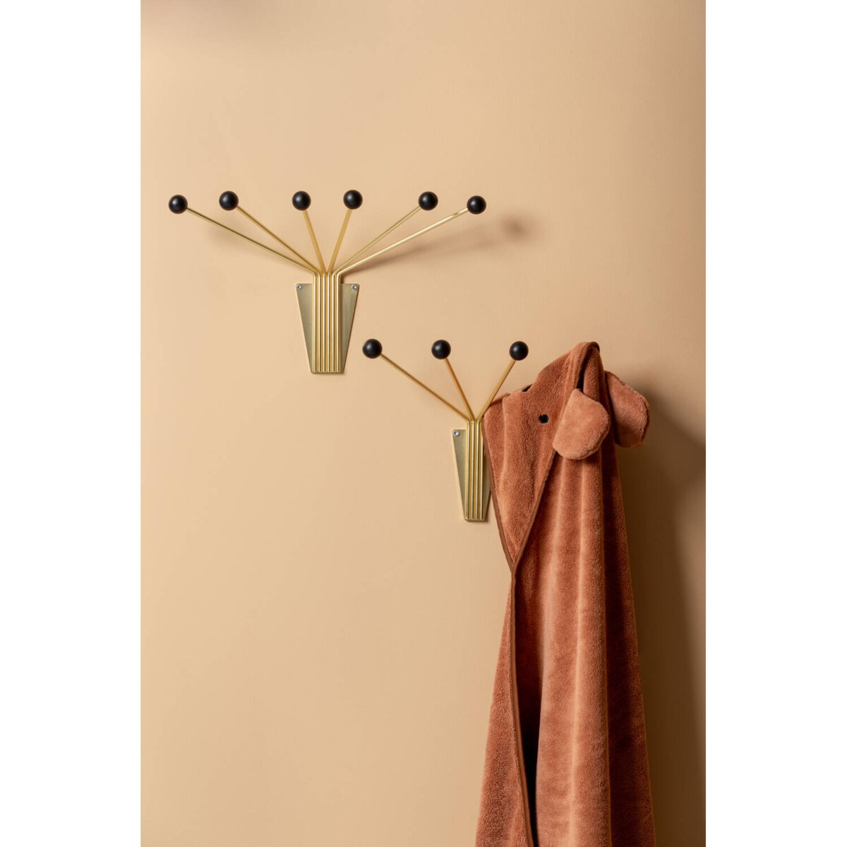 Wieszak na ubrania na ścianę NEPTUNE, złoty, 11,5 x 21 x 30 cm