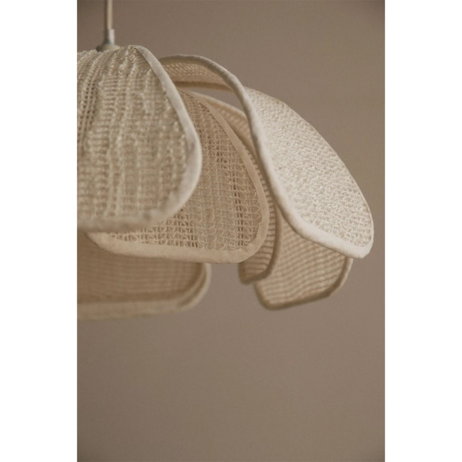 Lampa wisząca z lnu i bawełny, kremowa, Vidson Ø50 cm