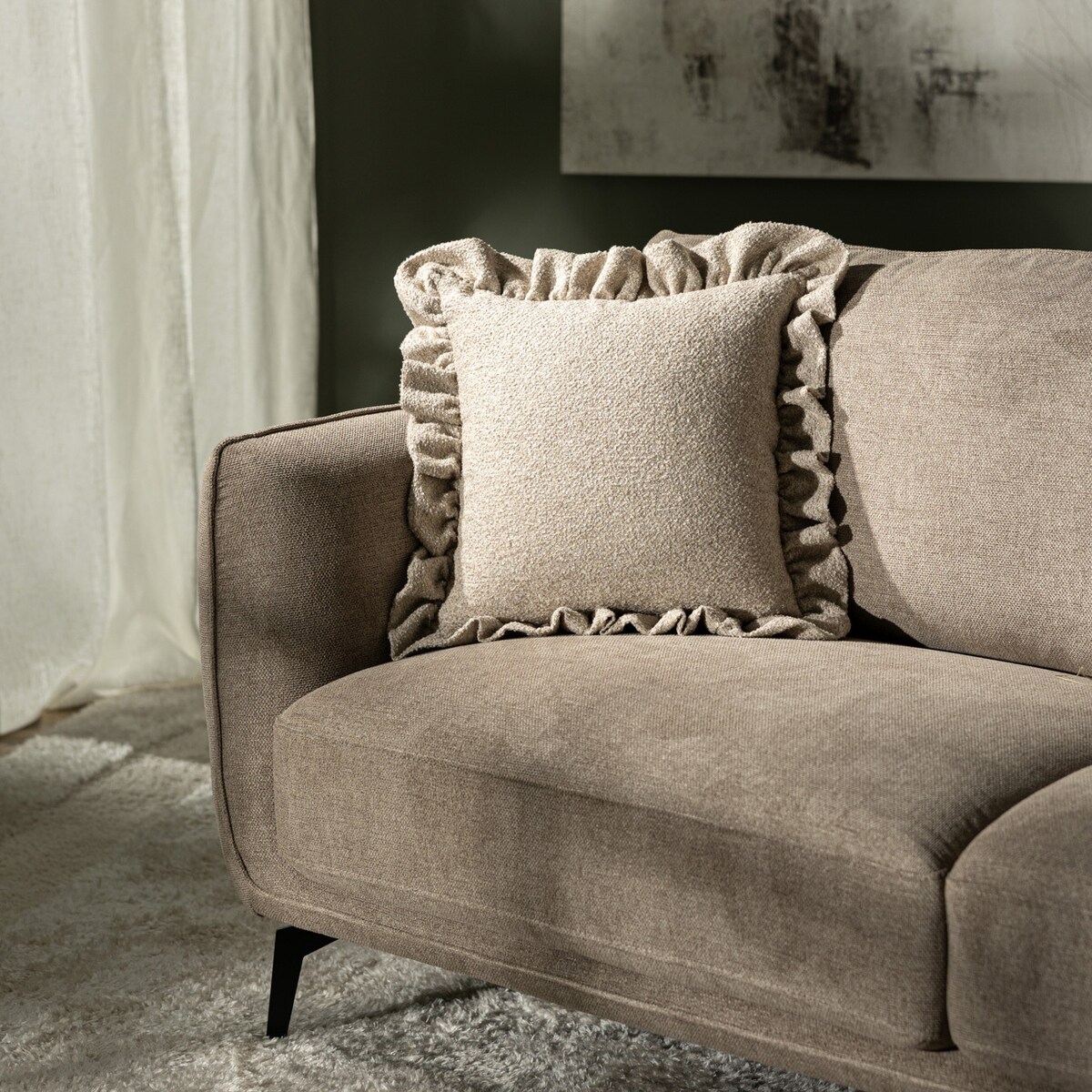 Poszewka Paula z falbaną 45x45 beżowy melanż