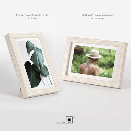 Biała ramka z przetarciami na zdjęcia 10x15 cm rama MDF z plexi wisząca stojąca klasyczna ramka