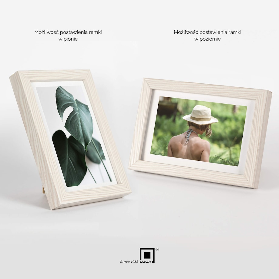 Biała ramka z przetarciami na zdjęcia 10x15 cm rama MDF z plexi wisząca stojąca klasyczna ramka