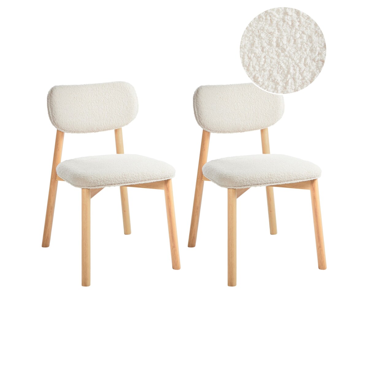 Zestaw 2 krzeseł do jadalni MILLS Boucle Jasnobeżowy