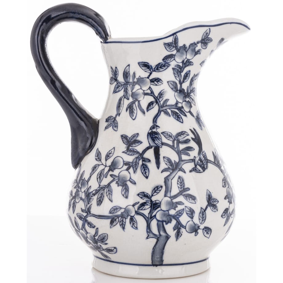 Dzbanek porcelanowy dekoracyjny 26x17x22 i 9x34x34 cm MODELLO BLU z misą