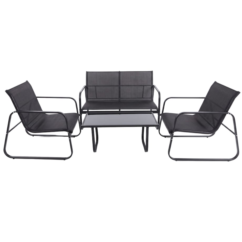 Zestaw mebli ogrodowych 2 x fotel sofa stolik czarny FUNFIT garden