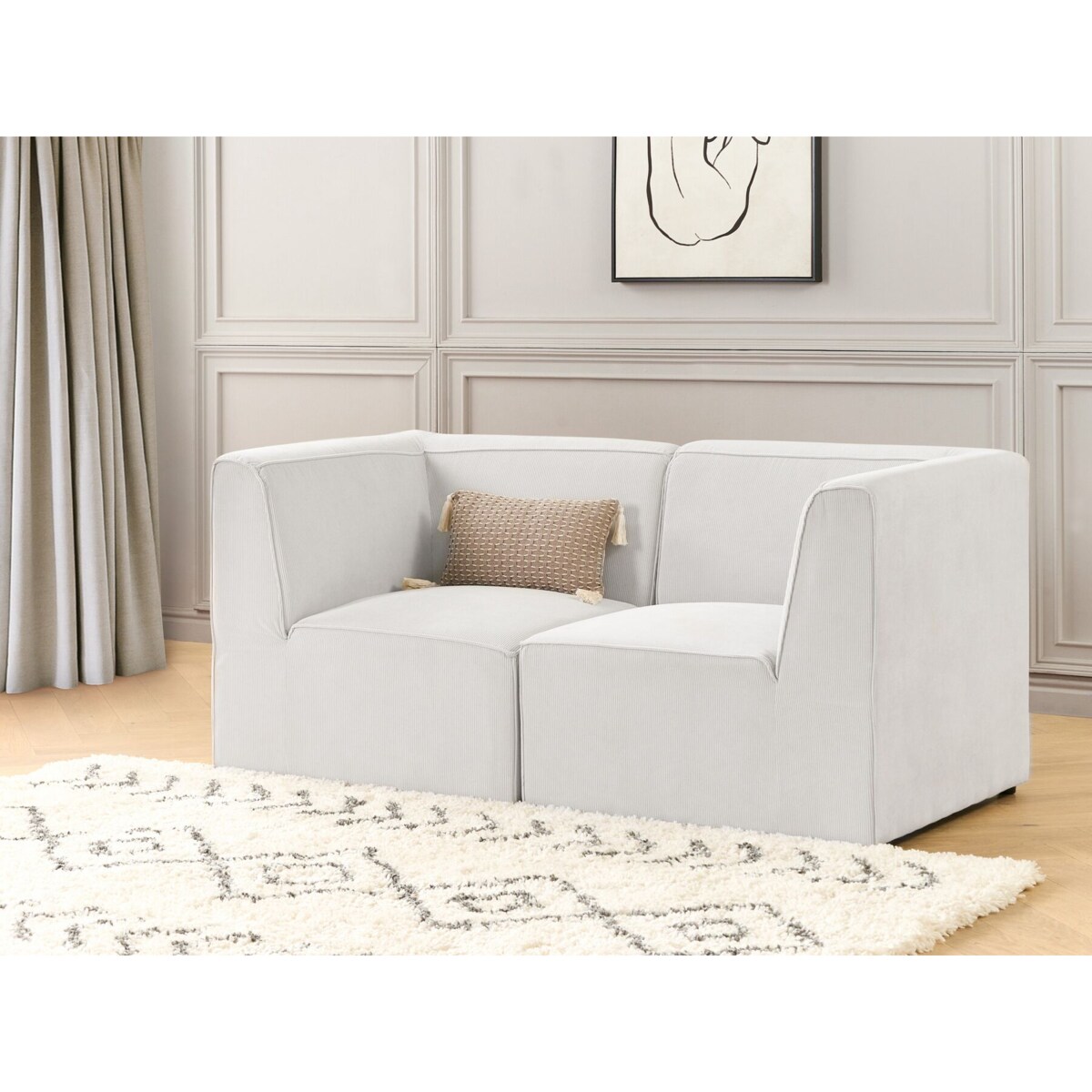 Sofa modułowa 2-osobowa sztruksowa złamana biel LEMVIG