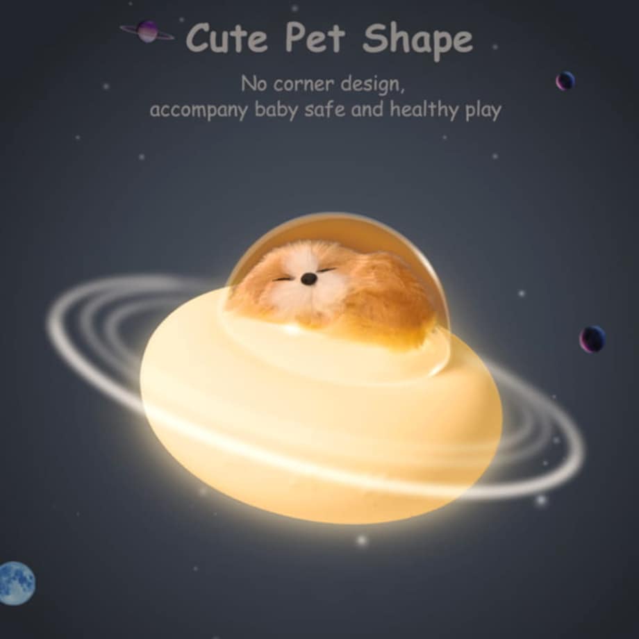 Silikonowa lampka nocna z pieskiem w UFO