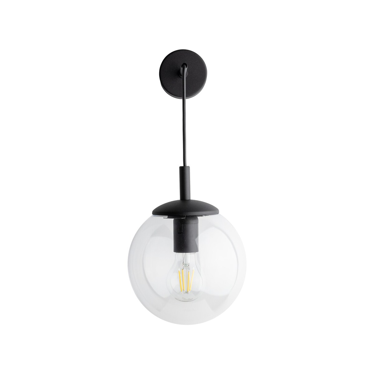 Kinkiet ESME TRANSPARENT 5387 TK Lighting czarny, przezroczysty klosz, E27, nowoczesna lampa ścienna 45 cm