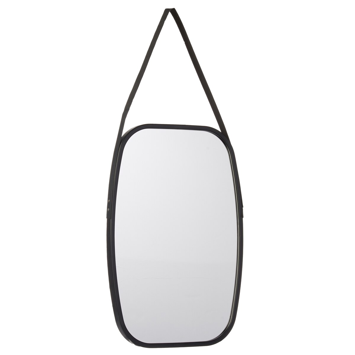 Prostokątne lustro ze skórzanym uchwytem, 43 x 65 x 3 cm