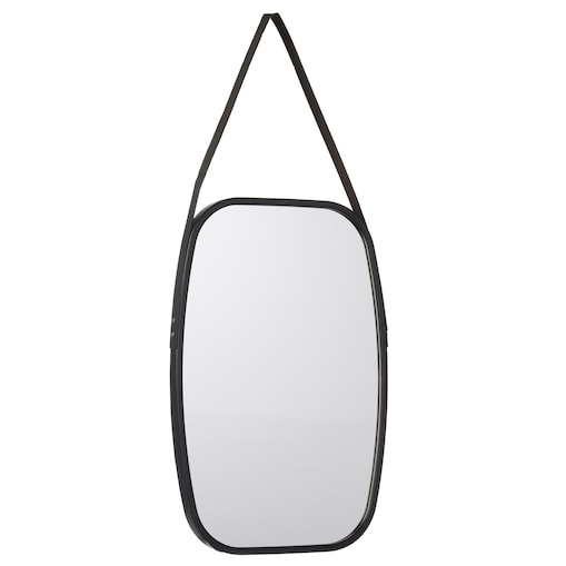 Prostokątne lustro ze skórzanym uchwytem, 43 x 65 x 3 cm