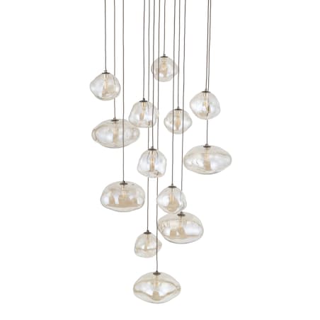 Lampa Wisząca Na Kole Tk Lighting Nebia Brązowa Tytan Kaskada 13Xg9 Koniakowe Klosze Nieregularne Szkło