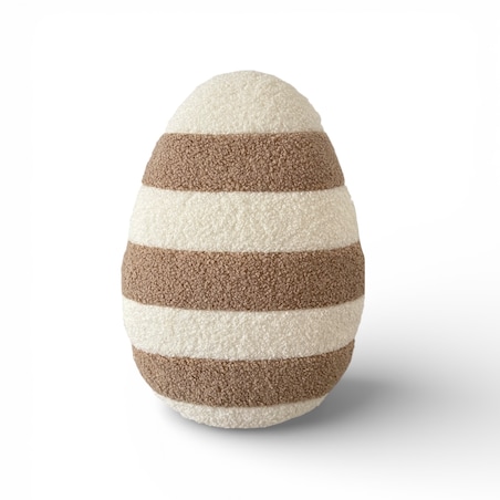 Poduszka Jajko pisanka w paski boucle ecru beżowa