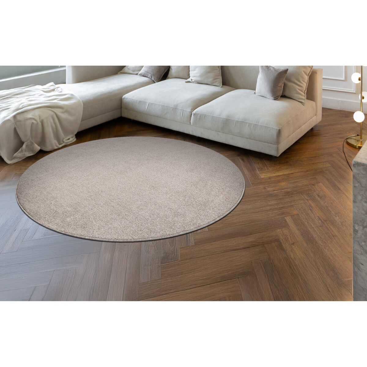 Dywan ETON PLUS koło beż jednolity, koło 200 cm