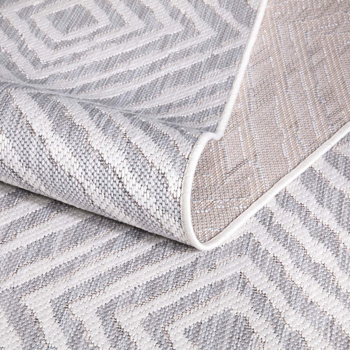 Dywan na zewnątrz i do wnętrz romby Sunny 4640 Szary Krem 160x230