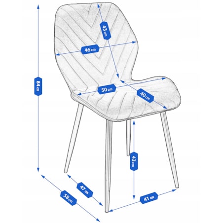Krzesło tapicerowane welurowe MILARE granatowe