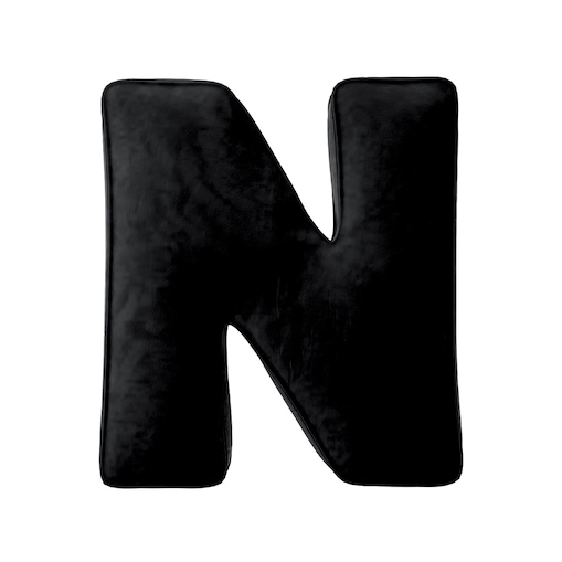 Poduszka literka N, głęboka czerń, 30x40cm, Posh Velvet