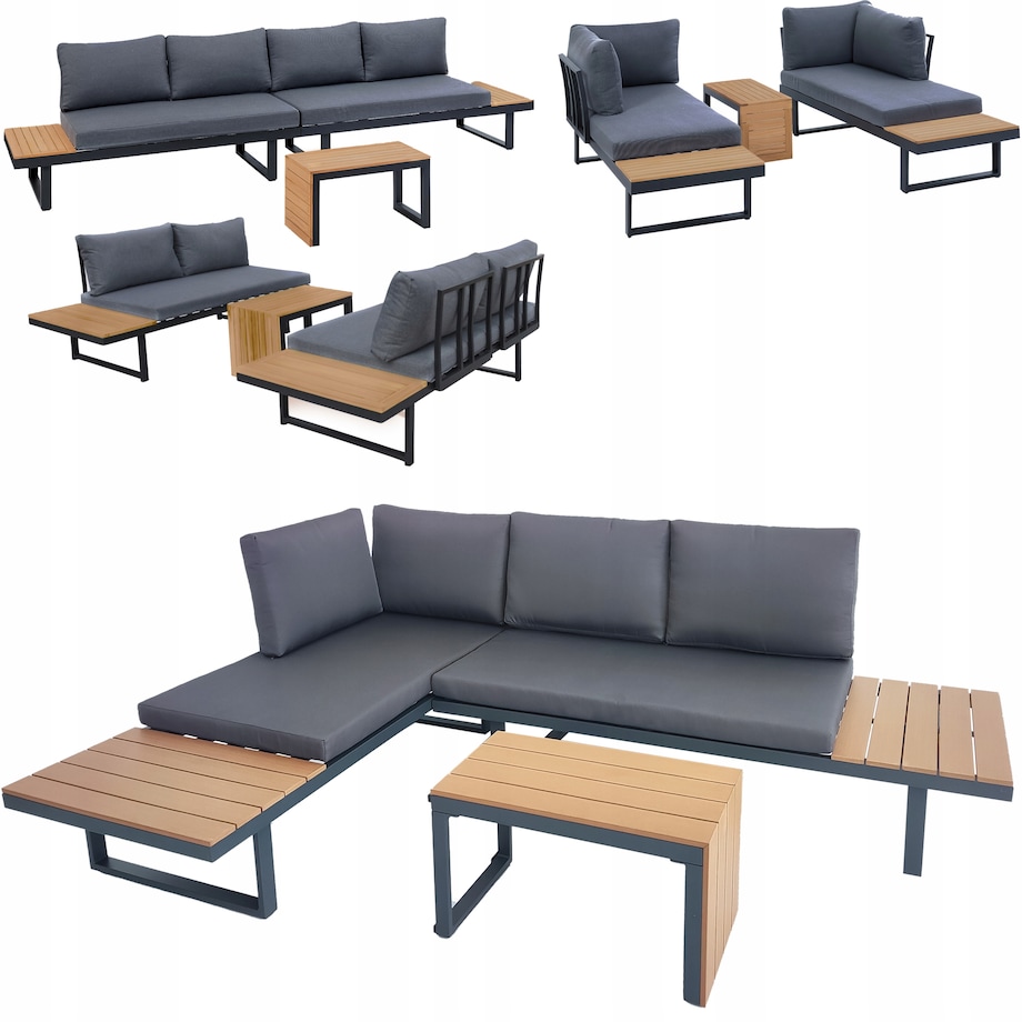 Modułowy zestaw mebli ogrodowych z aluminium