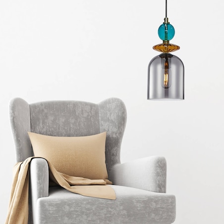 Lampa wisząca do salonuTropea LP-2004/1P M SM Light Prestige szklana niebieska