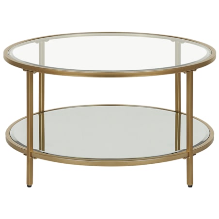 Stolik kawowy BIRNEY Szkło hartowane Złoty