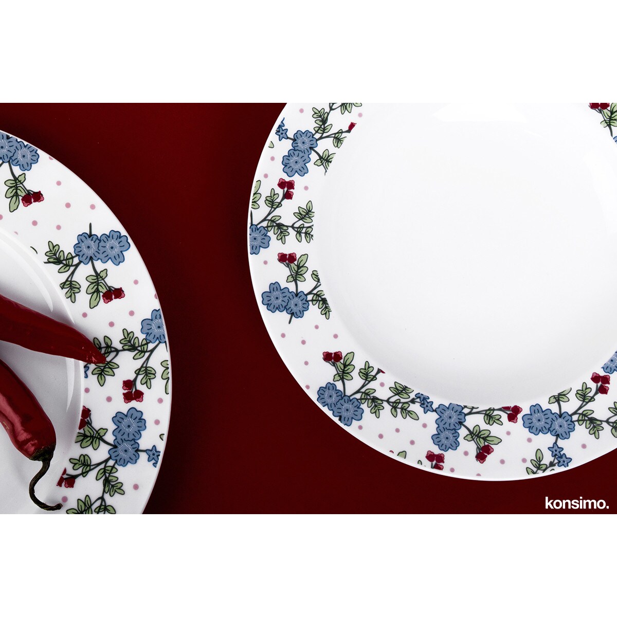 Konsimo IRIS Talerz głęboki, biały/niebieski/zielony/różowy