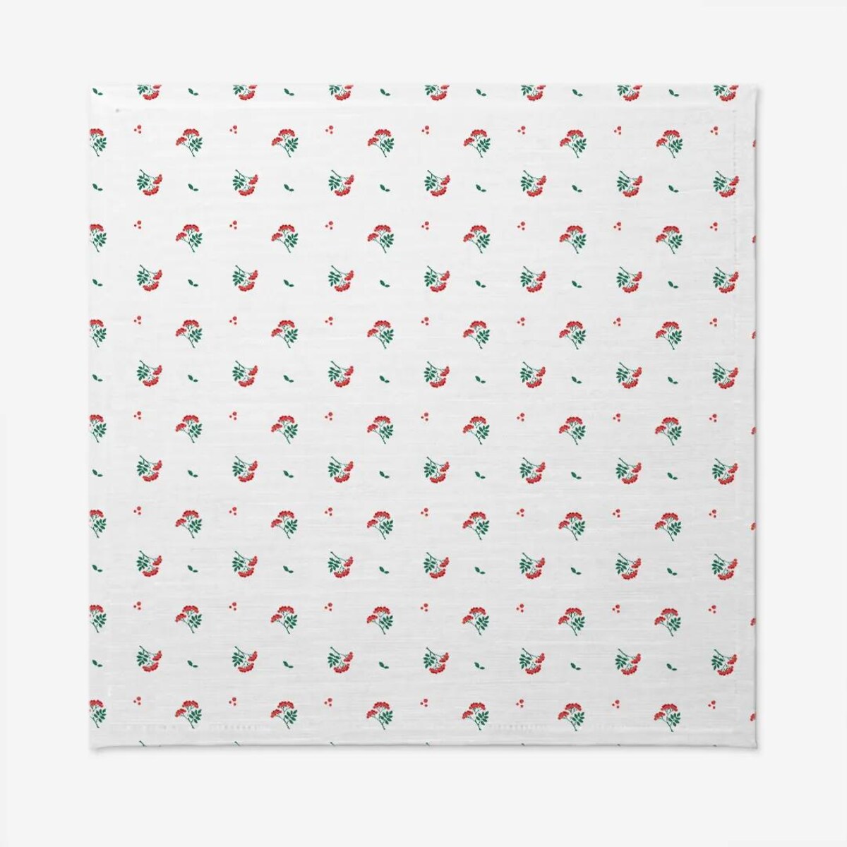 Obrus świąteczny - jarzębinowe gałązki - 140x140