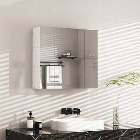 Szafka łazienkowa wisząca biała 2-drzwiowa nowoczesna ścienna 3 półki 80 cm
