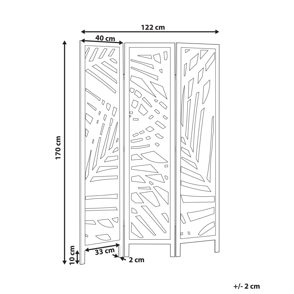 3-panelowy parawan pokojowy VERNAGO Jasnobrązowy 122 cm 170 cm