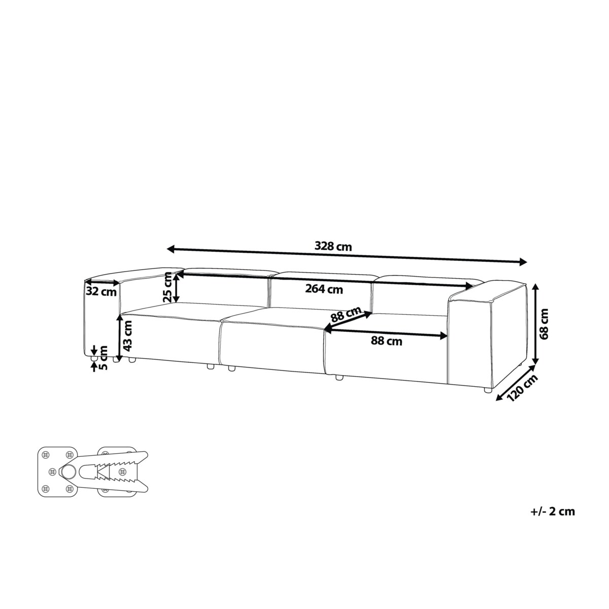 Sofa modułowa dla 3 osób ARDAL Boucle Złamana biel