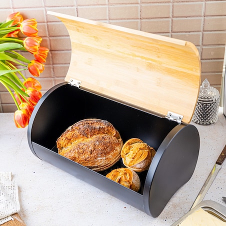 Chlebak stalowy 38cm pojemnik na chleb pieczywo KLAUSBERG