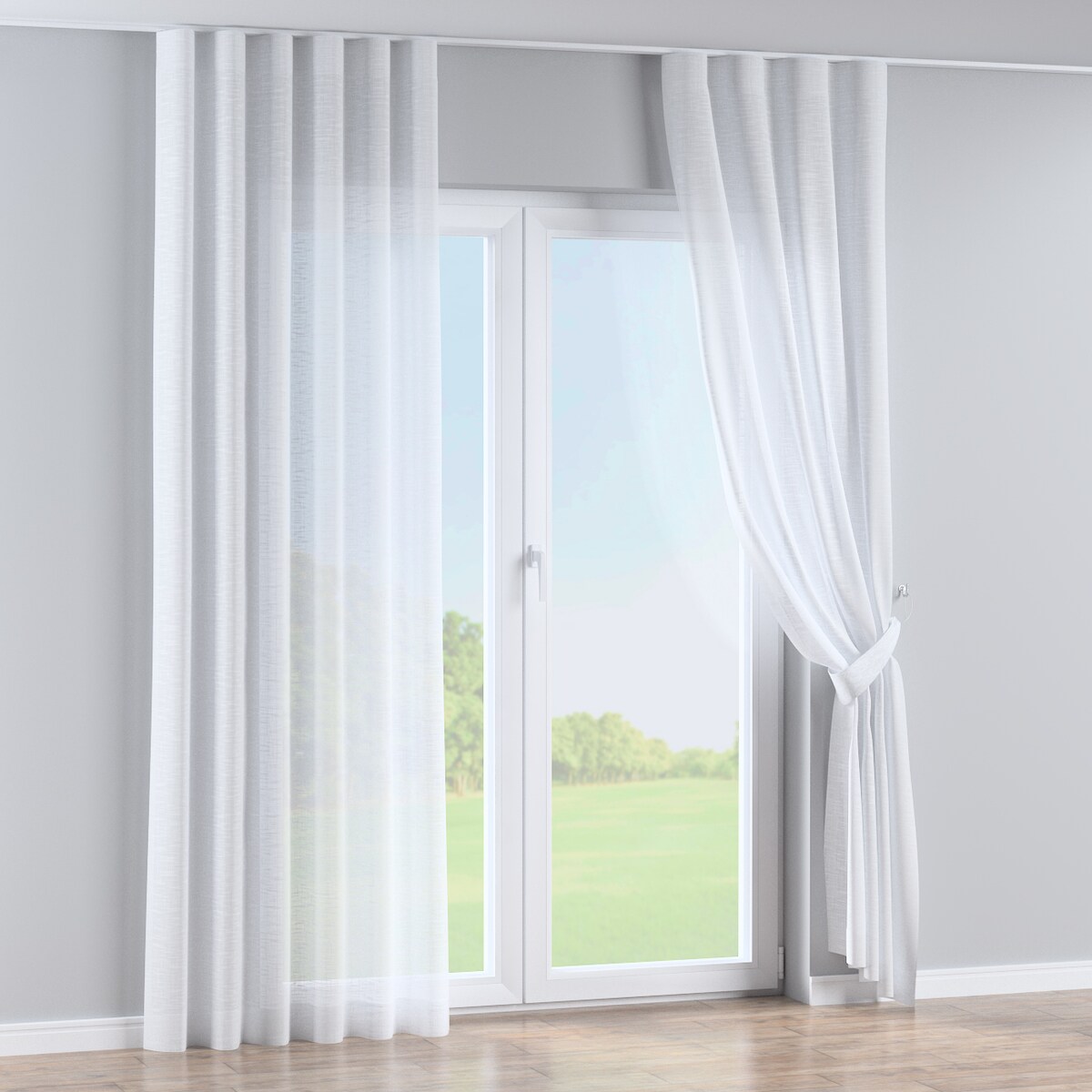 Zasłona na taśmie wave 130x260 prześwitujący biały