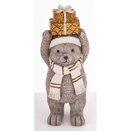 Figurka świąteczna - szary Miś 22x7,5x8 cm CAPELLO z pudełkami