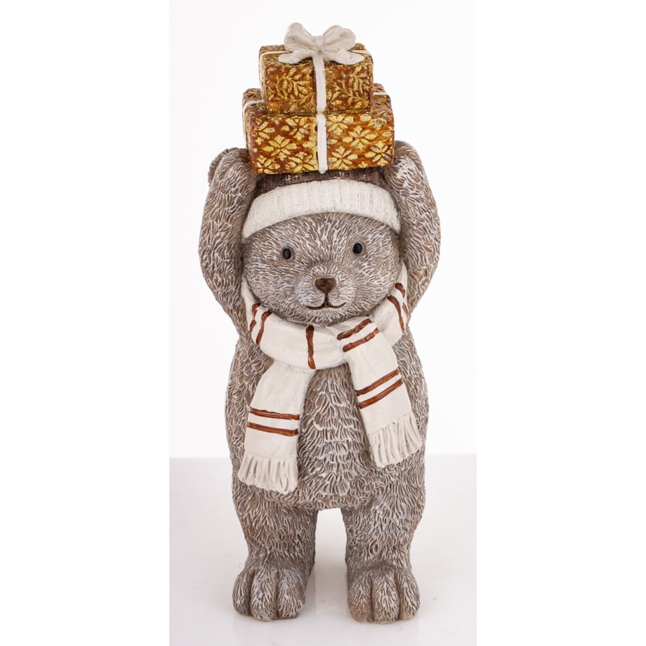 Figurka świąteczna - szary Miś 22x7,5x8 cm CAPELLO z pudełkami