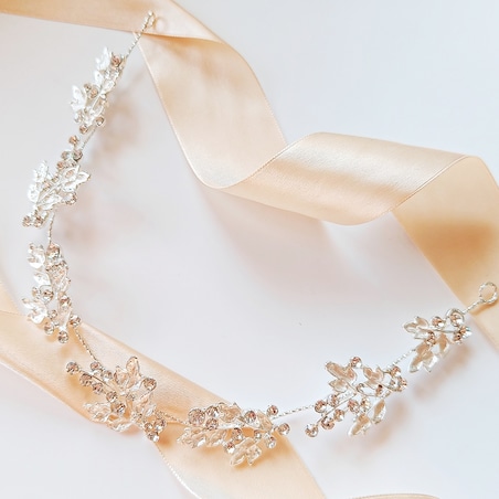 Srebrna gałązka z listkami do włosów na ślub