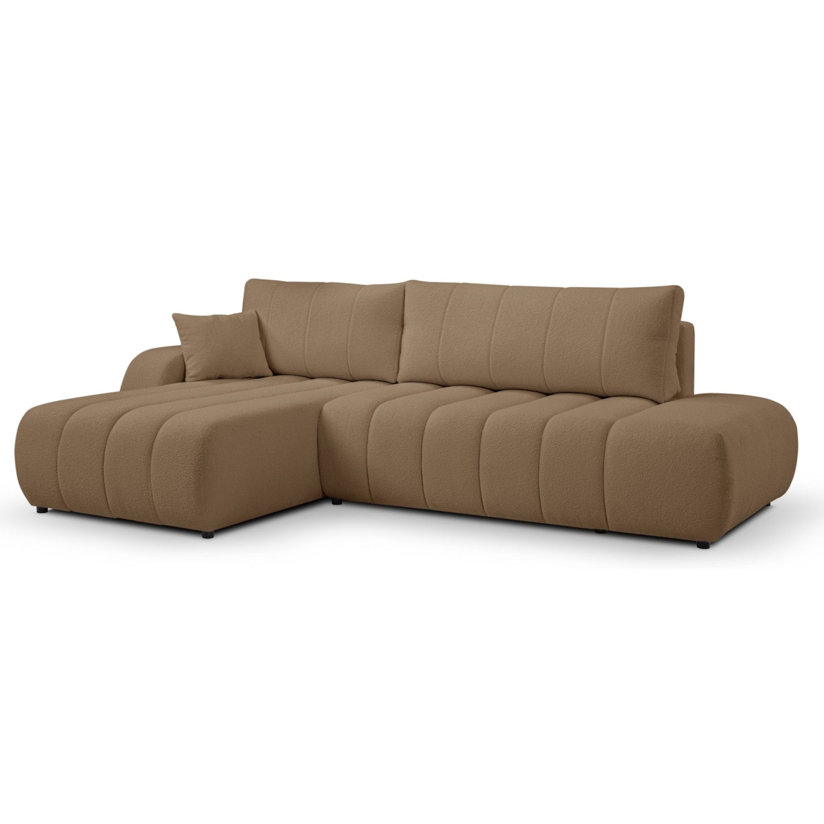 Narożnik z funkcją spania ALOO, lewostronny, tkanina boucle-brązowa