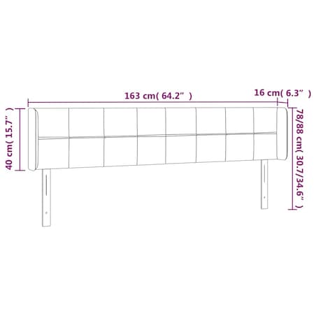 vidaXL Zagłówek uszak, ciemnoszary, 163x16x78/88 cm, tkanina