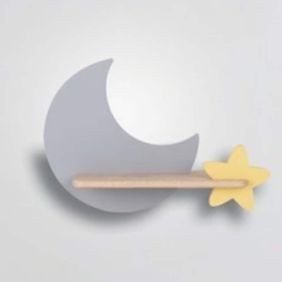 Dziecięcy kinkiet Moon drewniany księżyc LED 5W 4000K szary