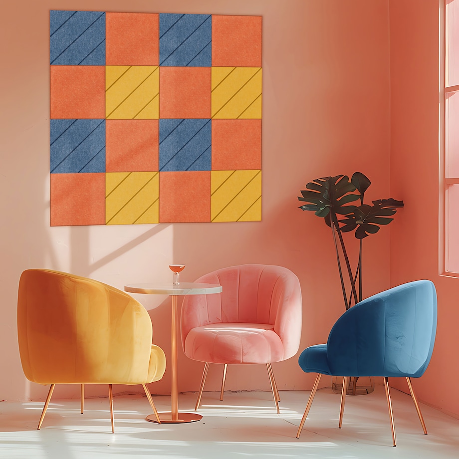 Zestaw 2 szt panel filcowy Felly 40x40 cm płytka kwadrat gładki pomarańczowy