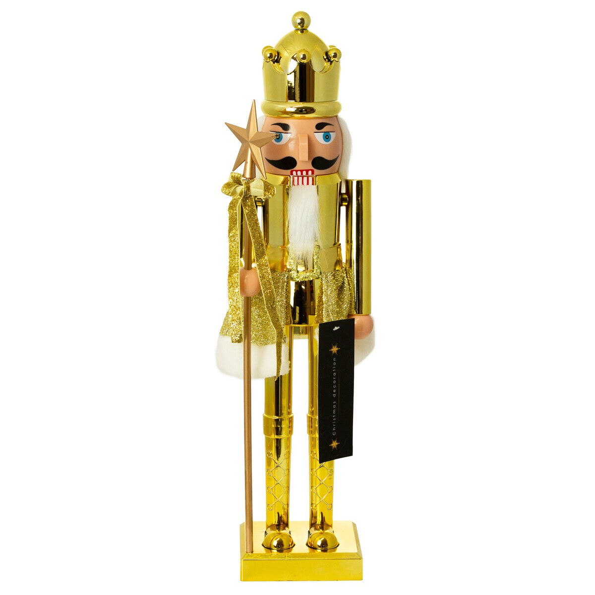 Figurka Dziadek Do Orzechów 60 Cm Boże Narodzenie Złoty Czapka Z Bombką