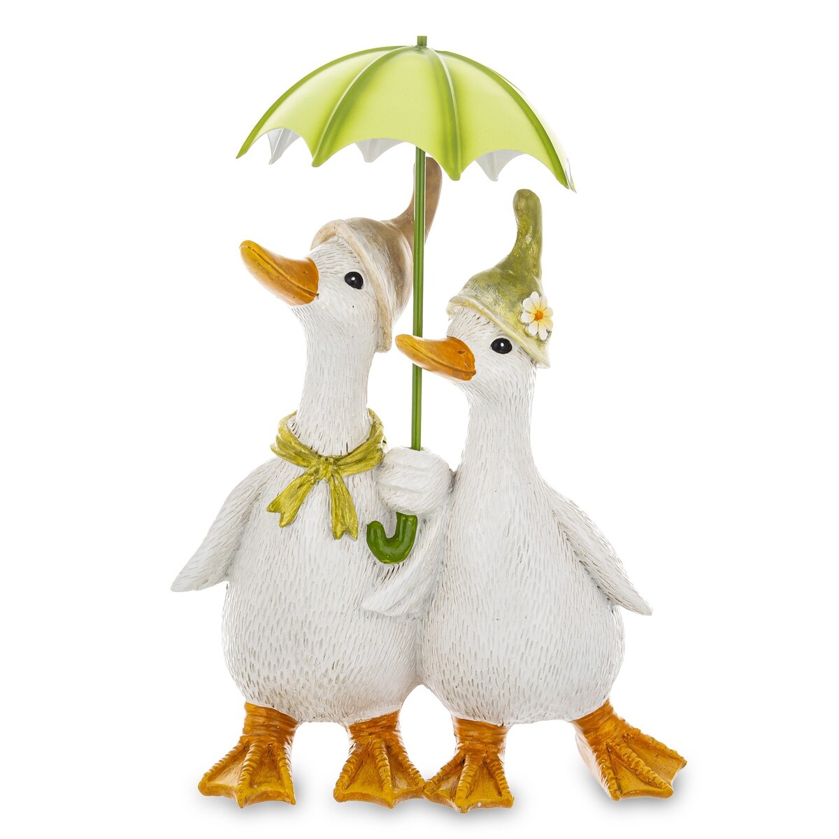 Dekoracja - para gęsi pod parasolem 22x15x10 cm OCHE