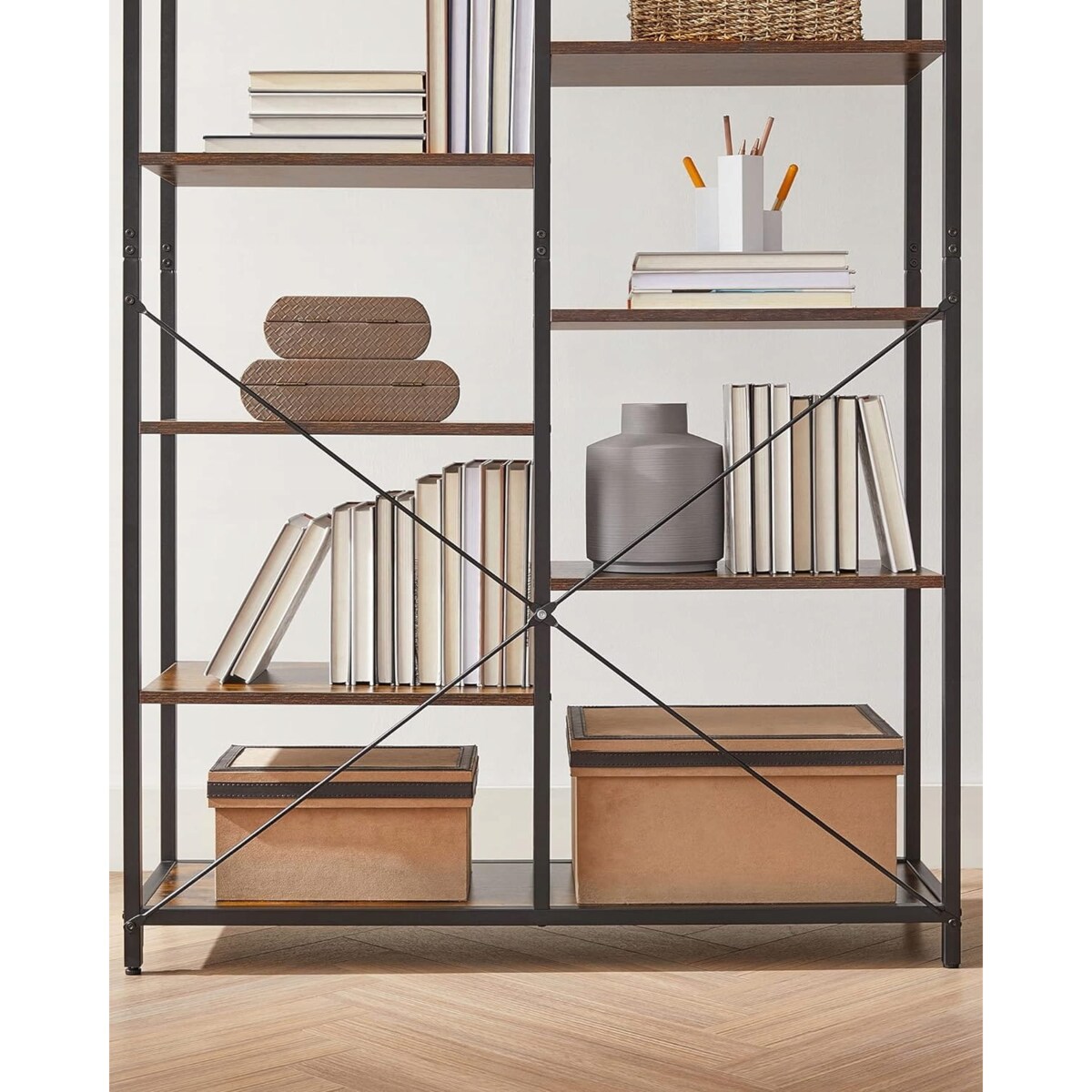 Regał 100X30X170 Cm Rustykalny Brąz, Czarny