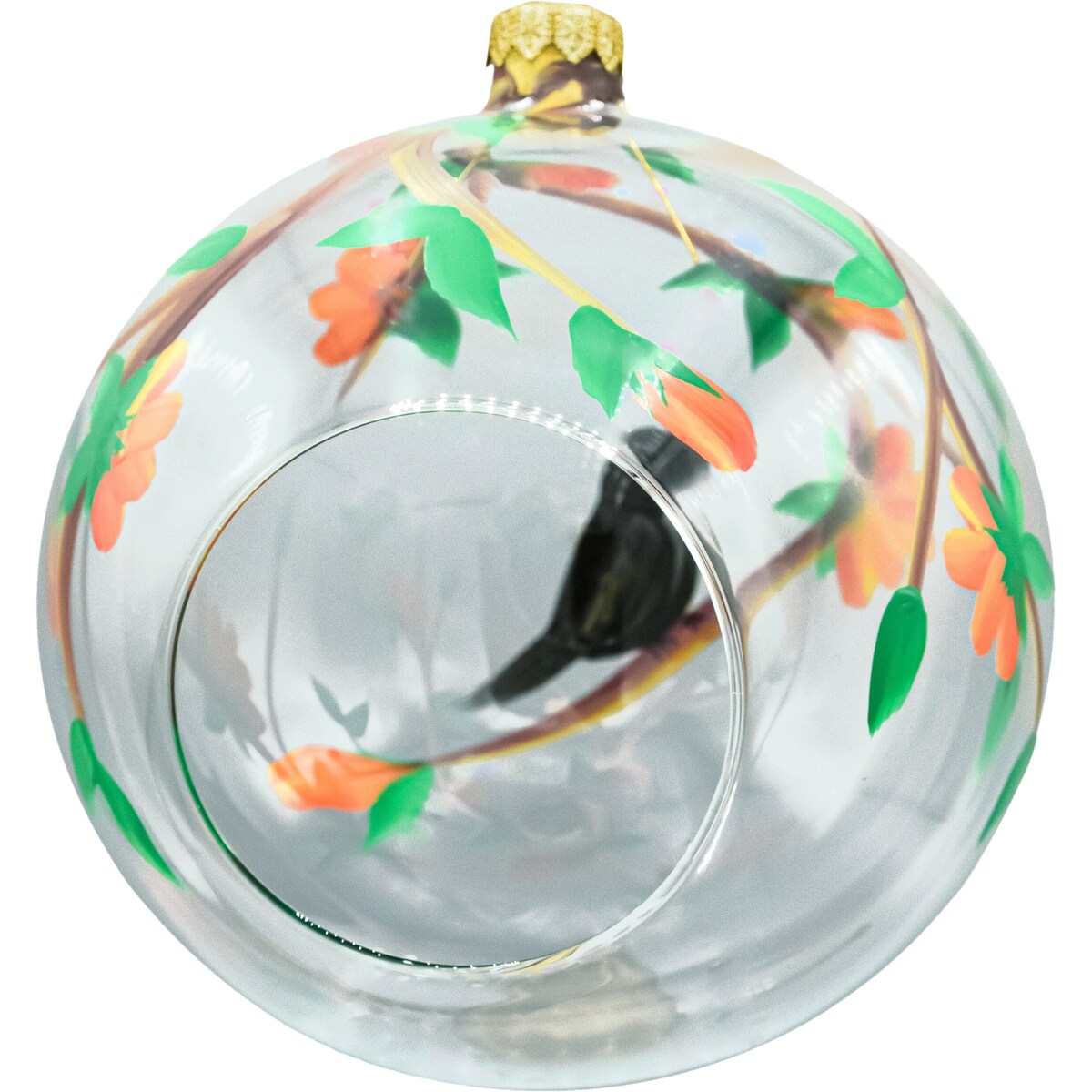 Bombka choinkowa: Lampion: ptak i kwiaty