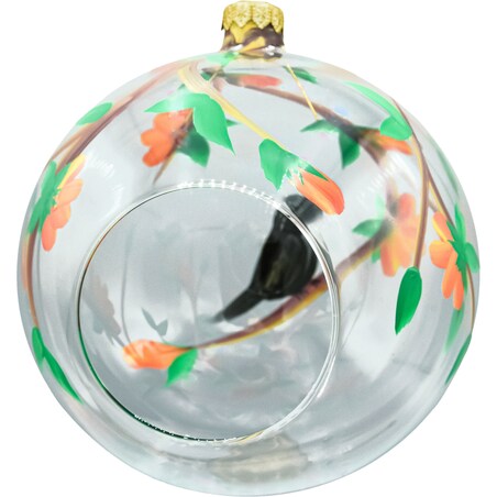 Bombka choinkowa: Lampion: ptak i kwiaty