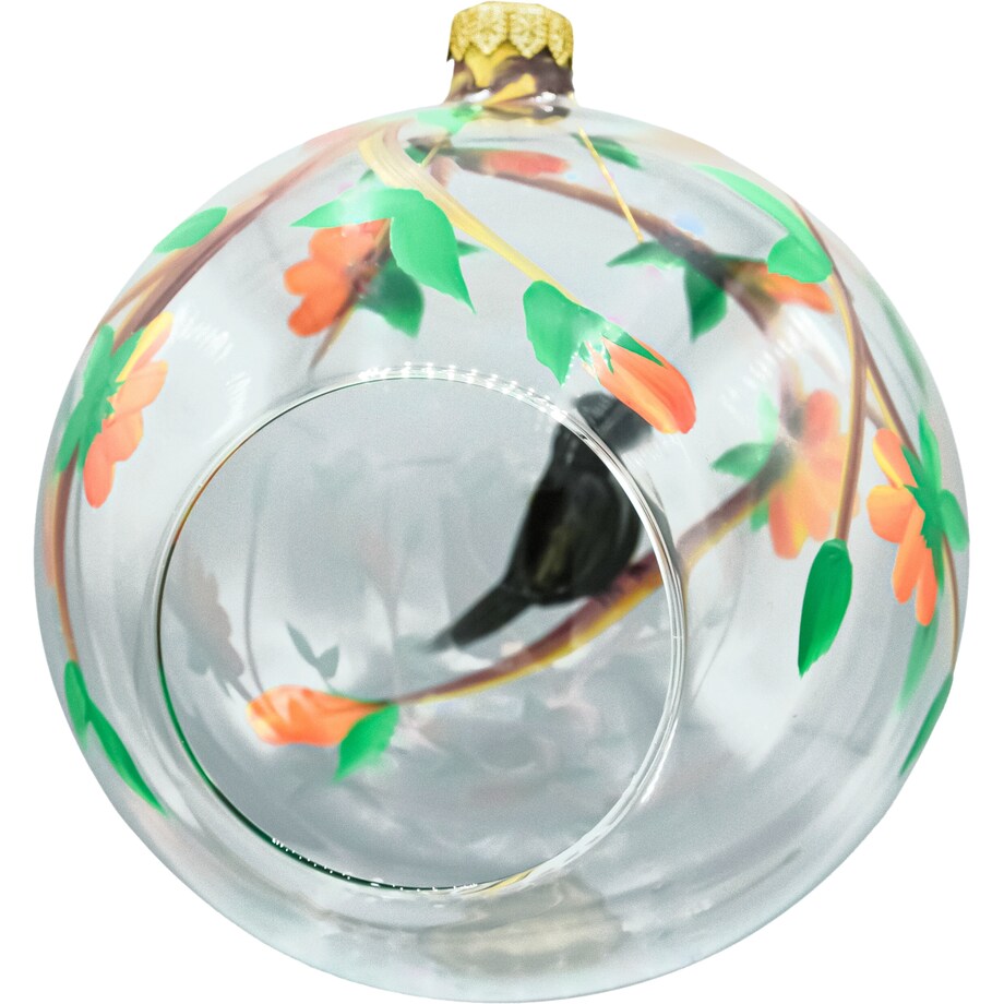 Bombka choinkowa: Lampion: ptak i kwiaty