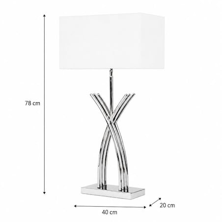 Srebrna lampa do salonu w stylu modern z białym abażurem ROTA