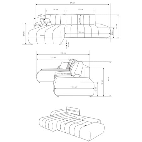 Narożnik z funkcją spania ALOO, lewostronny, tkanina boucle-brązowa