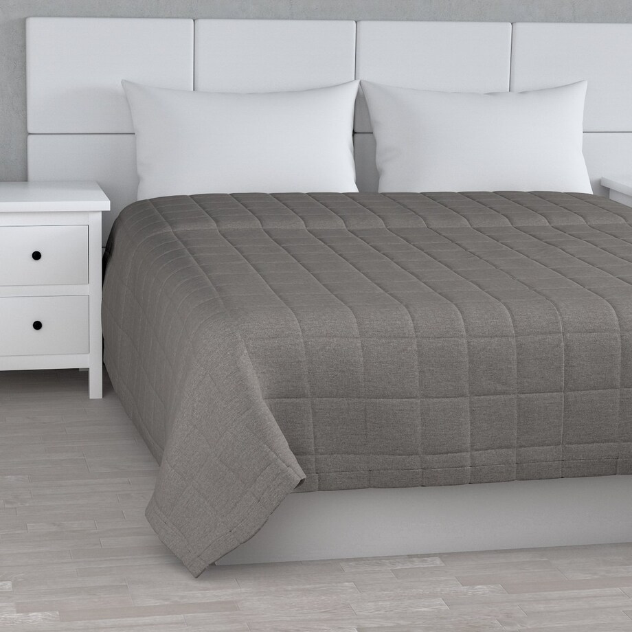 Narzuta pikowana w kratę 200x210 grafit