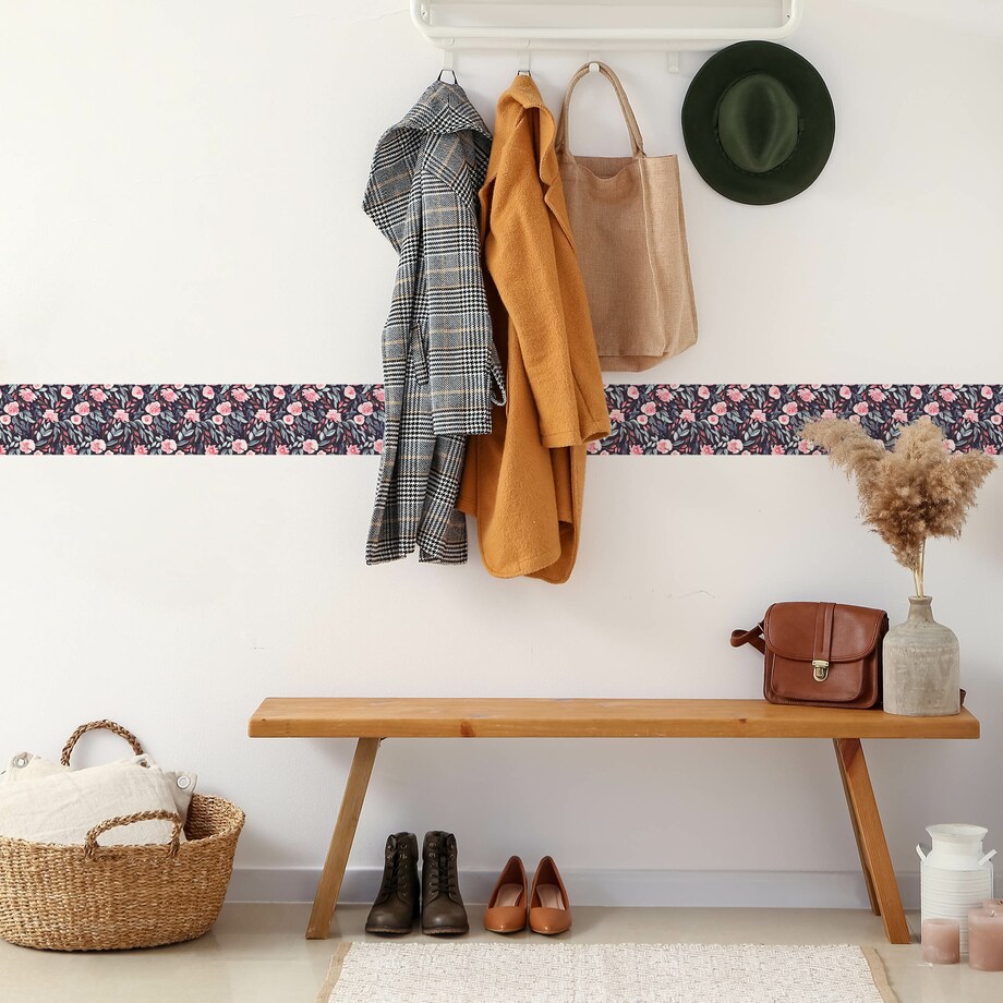 Pasek Dekoracyjny Do Tapet Pastelowe KWIATY Akwarele Abstrakcja Rośliny