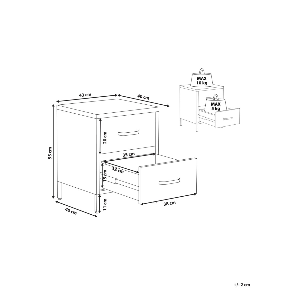 Szafka nocna metalowa grafitowa MALAVI
