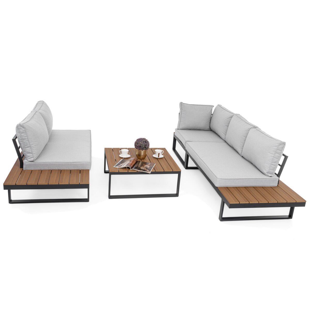 Meble ogrodowe narożnik nowoczesny aluminium MALE szare