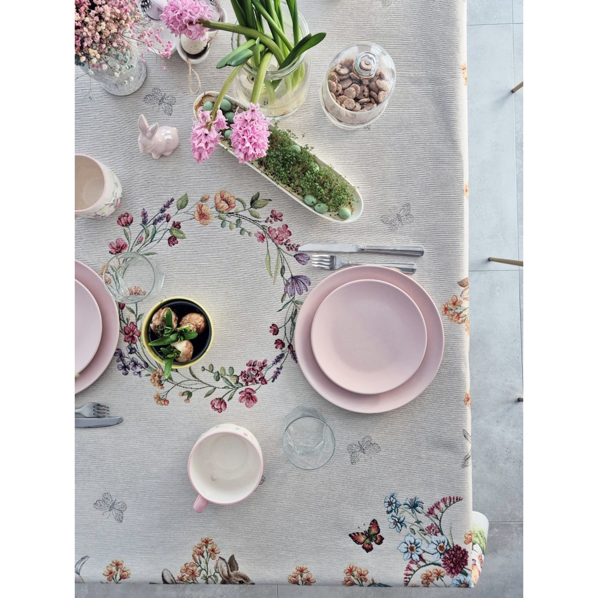 Obrus Wielkanocny Na Stół Ozdobny Dekoracyny 140X220 Cm Z Zajączkami